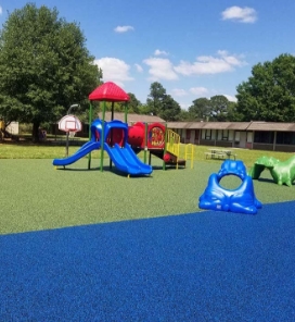 playground with blue and green safety surfacing