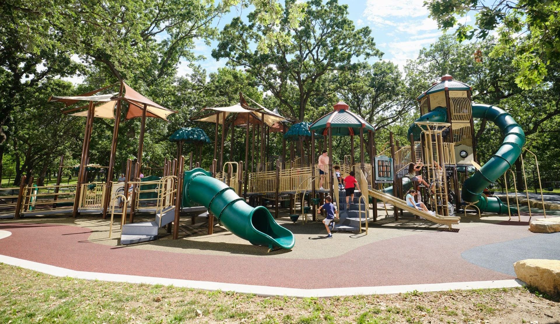 Playground at Augsburg Park in MN with safety surfacing
