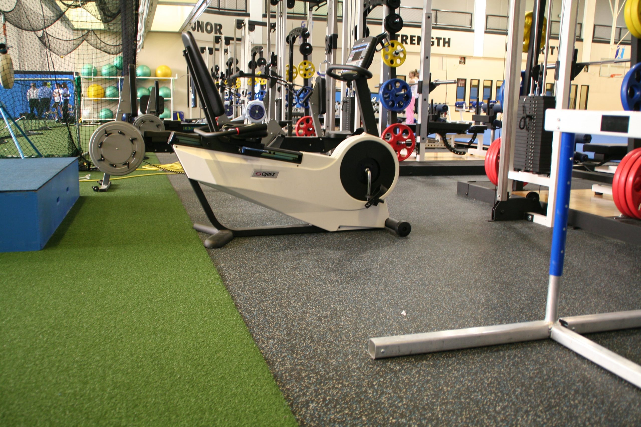gym equipment sitting on safety surfacing